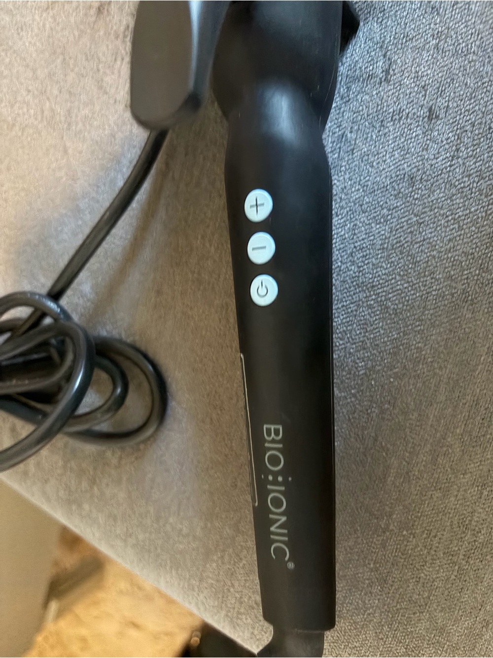 Bio Ionic Black long barrel curling iron/Styling Iron. 1.5 inch. Used one time.